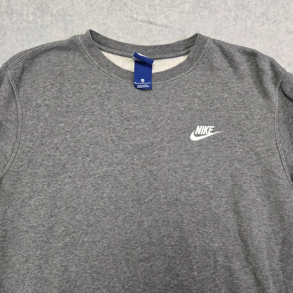Nike Club Fleece Crewneck Sweatshirt Mens M Gray Swoosh Athletic 804340-071
